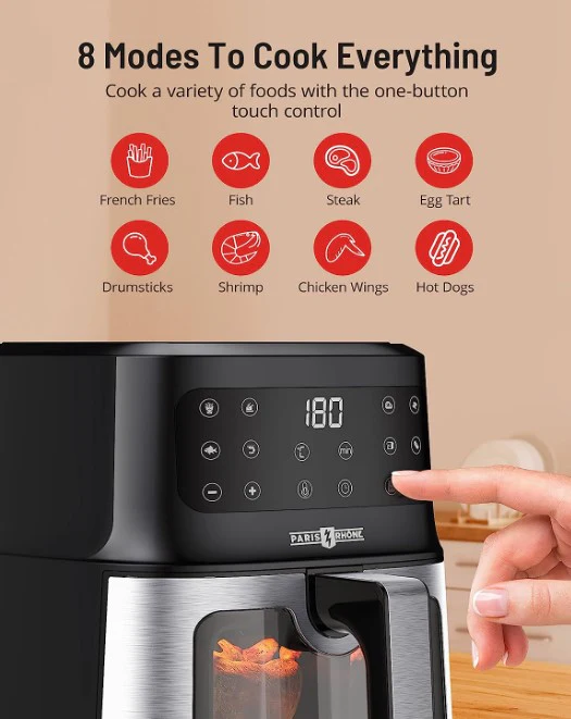 Paris Rhone 5L Air Fryer – 1200W, 8 Presets, Nonstick & Dishwasher-Safe - Image 3
