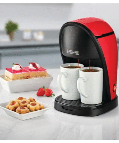 Black+Decker Coffee Machine, Twin Serve Coffee Maker, 450W, FREE 2 Ceramic Cups Included, DCM48-B5